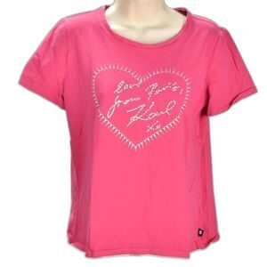Karl Lagerfeld Pink Love From Paris Pinl Bling Crew Neck T-Shirt Size S